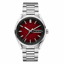 Stainless Steel Watch with Red Dial