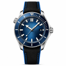Blue Diver Style Watch with Rubber Strap 46mm