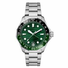 Sport Watch with Green Dial and Metal Strap