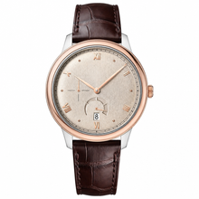 Two-Tone Dress Watch with Brown Leather Strap
