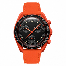 Orange Watch with Leather Strap