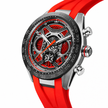 Sporty Chronograph Watch with Orange Rubber Strap