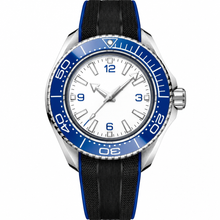 Sport Diver Watch with Blue Bezel and White Dial 45.5mm