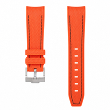Lava Orange Rubber Watch Strap with Black Stitching