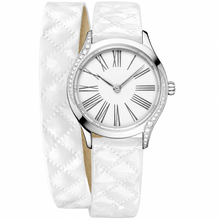 Elegant Women's Watch with White Strap and Silver Case