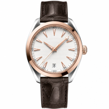 Dress Watch Silver Dial 41mm with Rose Gold-Tone Bezel and Brown Leather Strap