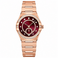 Women's rose gold tone dress watch with red dial and diamond accents 34mm product photo