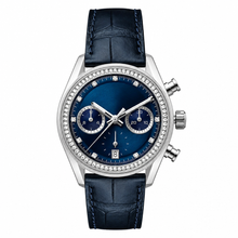 Chronograph Watch with Blue Dial and Leather Strap