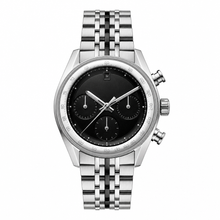 Chronograph Watch with Black Dial and Metal Bracelet