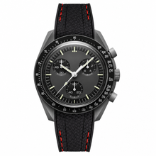 Watch with Black Strap with Red Accents