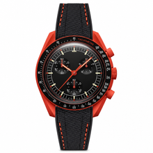 Watch with Red Case and Black Strap