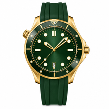 Green Diver Watch with Gold-Tone Case 42mm