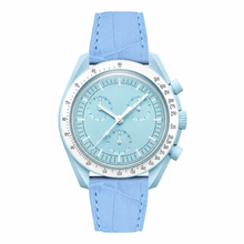 Light Blue Dress Watch with Leather Strap