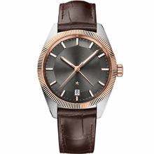 Calendar Dress Watch Gray Brown Leather 41mm