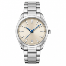 Classic Stainless Steel Watch with Beige Dial