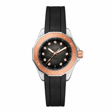 Sport-Luxury Watch with Black Dial and Rubber Strap, 30mm