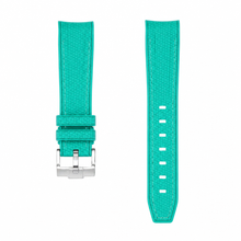 Curved Cyan Rubber Watch Strap 20mm