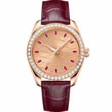 Women's 38mm Rose Gold Tone Dress Watch with Gemstone Markers